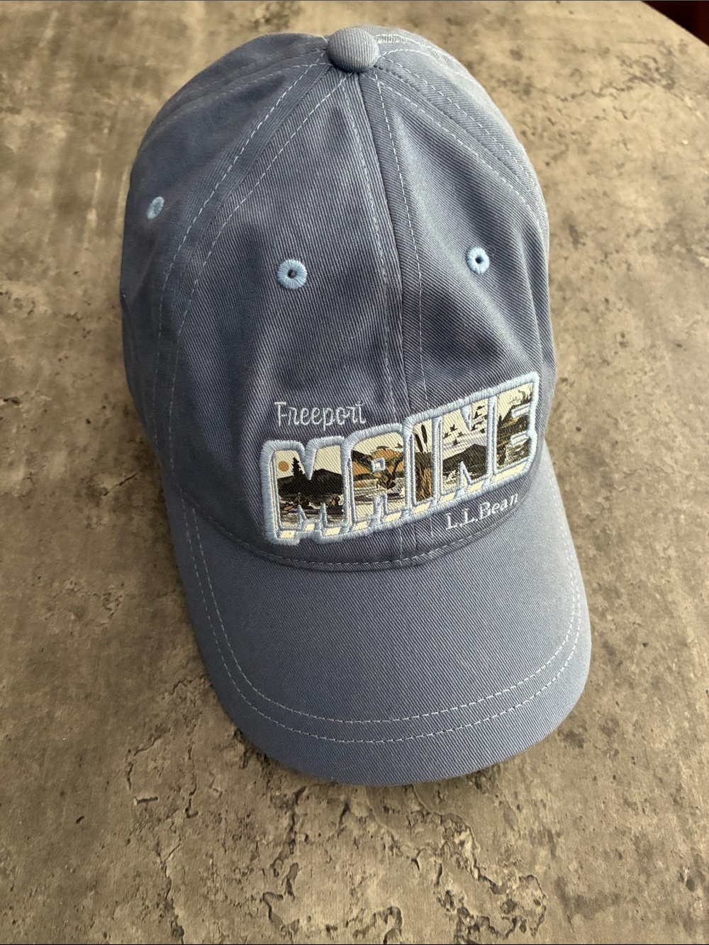 NWOT LL Bean Light Blue Freeport Maine Embroidered Baseball Cap
